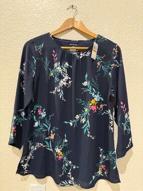 Van Heusen Navy Floral Long Sleeve Blouse